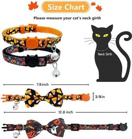 img 2 attached to 2-Pack Halloween Cat Bowtie Collar Set with Bell - Jack-O-Lantern and Candycorn Designs for Male Female Cats - Pohshido