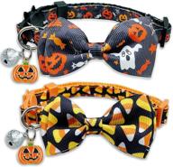 2-pack halloween cat bowtie collar set with bell - jack-o-lantern and candycorn designs for male female cats - pohshido logo