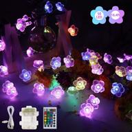 enhance your space with 16.4 ft flower string lights: usb and battery operated, 50 led, 16 colors cherry blossom lights - perfect for bedroom wedding valentine romantic décor with remote control логотип