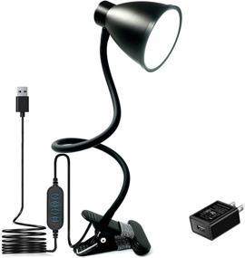 img 4 attached to 💡 BOHON Desk Lamp with 3 Color Modes, 10 Brightness Dimmer, 10W 38 LED Reading Light with Auto-Off Timer, 360° Flexible Gooseneck Clip-on Lamp for Bedside, Bed, AC Adapter Included