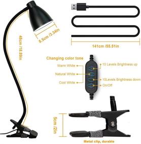 img 2 attached to 💡 BOHON Desk Lamp with 3 Color Modes, 10 Brightness Dimmer, 10W 38 LED Reading Light with Auto-Off Timer, 360° Flexible Gooseneck Clip-on Lamp for Bedside, Bed, AC Adapter Included