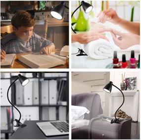 img 1 attached to 💡 BOHON Desk Lamp with 3 Color Modes, 10 Brightness Dimmer, 10W 38 LED Reading Light with Auto-Off Timer, 360° Flexible Gooseneck Clip-on Lamp for Bedside, Bed, AC Adapter Included