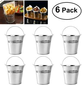 img 3 attached to 🪣 OUNONA Set of 6 Mini Metal Buckets - Multi-purpose Food Containers for Succulents and Weddings (10.5x7.2x10.5cm)