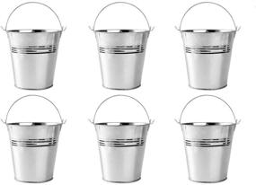 img 4 attached to 🪣 OUNONA Set of 6 Mini Metal Buckets - Multi-purpose Food Containers for Succulents and Weddings (10.5x7.2x10.5cm)