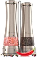 🌶️ enhance your seasoning experience: electric salt and pepper grinder set with stand - premium stainless steel spice mills for coarse seasoning - battery powered with light (9551 set) logo