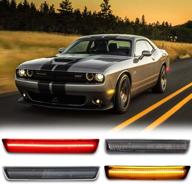 🚦 smoked led side marker lights kit for dodge challenger 2015-2018, oem side marker lamp replacement (front: amber, rear: red, set of 4) logo