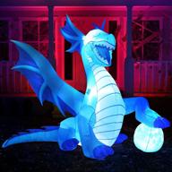 🐉 enhance your halloween décor with the joiedomi 6ft tall inflatable sitting ice dragon globe - perfect for indoor and outdoor halloween party decorations! logo