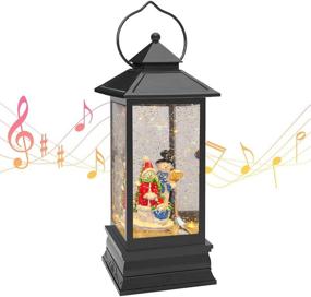 img 4 attached to 🏻 ZEAGUS 12” Christmas Snow Globe Lantern Snowman with Music, Timer, and USB/Battery Power – Lighted Water Glittering Lantern for Christmas Home Decoration Gifts – Snowman Family
