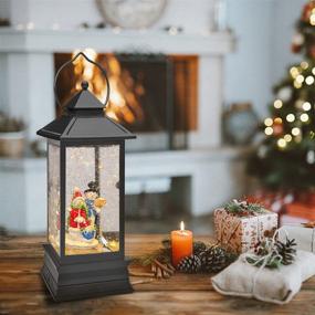 img 2 attached to 🏻 ZEAGUS 12” Christmas Snow Globe Lantern Snowman with Music, Timer, and USB/Battery Power – Lighted Water Glittering Lantern for Christmas Home Decoration Gifts – Snowman Family