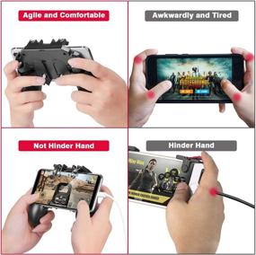 img 1 attached to 🎮 DEALAM Mobile Game Controller with L1R1 L2R2 Triggers, PUBG Mobile Controller 6 Fingers Operation, Joystick Remote Grip Shooting Aim Keys for 4.7-6.5" iPhone Android iOS Cellphone Gamepad Accessories for Enhanced Gaming Experience