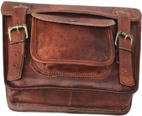 img 2 attached to 🚲 Leather Side Pouch for Bike and Bicycle - Vintage Craft Shop Motorcycle Saddlebags, Handlebar Sissy Bar, and Travel Tool Bag - 11 x 3 x 9 Inches