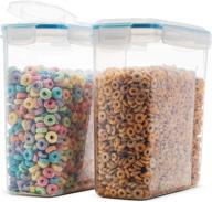 🥣 komax biokips airtight cereal container (2 pack) - 16.9 cups/135 ounce capacity - bpa-free food storage container with lids - ideal for cereal, flour, sugar, and dry food storage логотип