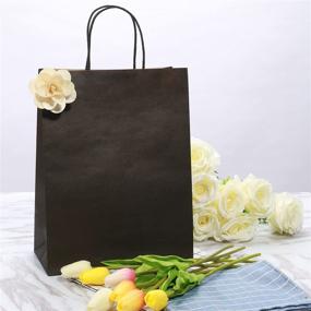 img 3 attached to 🎁 Set of 50 Ronvir Black Kraft Paper Bags, 10x5x13 Inches, with Handles for Parties, Gift Giving, Birthdays, Festivals, Holidays, Christmas