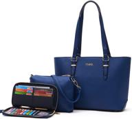 👜 stylish 3pcs purses and wallet set for women: shoulder bag, tote, satchel, and crossbody handbag with matching wallet logo