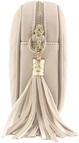 img 2 attached to 👜 Beige Simple Shoulder Crossbody Bag: Chic Metal Chain Strap & Tassel Zipper