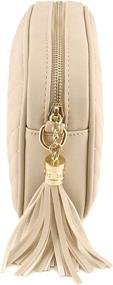 img 1 attached to 👜 Beige Simple Shoulder Crossbody Bag: Chic Metal Chain Strap & Tassel Zipper