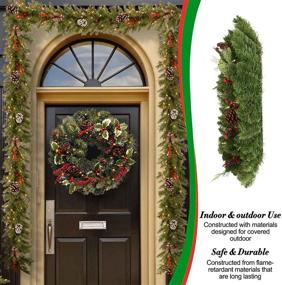 img 2 attached to 🎄 Christmas Wreath: 24-inch Pre-lit LED Artificial Wreath Flocked with Holiday Accents for Front Door Décor