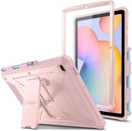 📱 fintie shockproof case for samsung galaxy tab s6 lite 10.4'' 2020 | sm-p610/p615 model | tuatara rugged unibody hybrid full protective bumper kickstand cover with built-in screen protector - rose gold logo