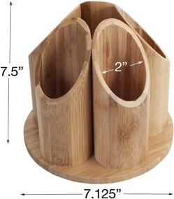 img 1 attached to Bamboo Circular Rotating Utensil Holder &amp; Kitchen Organizer by MobileVision: Store Forks, Spoons, Knives, Serving Utensils, and More Cooking Tools in 5 Convenient Sections