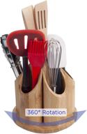 bamboo circular rotating utensil holder &amp; kitchen organizer by mobilevision: store forks, spoons, knives, serving utensils, and more cooking tools in 5 convenient sections логотип