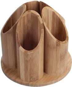 img 2 attached to Bamboo Circular Rotating Utensil Holder &amp; Kitchen Organizer by MobileVision: Store Forks, Spoons, Knives, Serving Utensils, and More Cooking Tools in 5 Convenient Sections