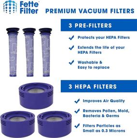 img 1 attached to 🔍 Fette Filter - Vacuum Filter Set: 3 Pre Filters &amp; 3 HEPA Filters for Dyson V7 &amp; V8 Absolute and Animal Cordless Vacuums, Part # 965661 &amp; 967478