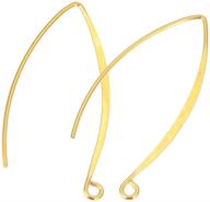 💎 pack of 50 gold plated brass hypoallergenic long v shape earring hooks 45mm, with 0.9mm wire (19 gauge), ideal for jewelry making and ear wire connectors - cf250-g logo