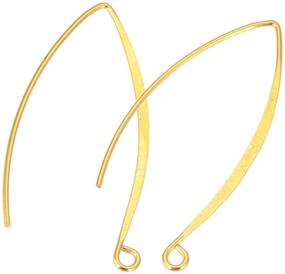 img 4 attached to 💎 Pack of 50 Gold Plated Brass Hypoallergenic Long V Shape Earring Hooks 45mm, with 0.9mm Wire (19 Gauge), Ideal for Jewelry Making and Ear Wire Connectors - CF250-G