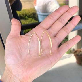 img 2 attached to 💎 Pack of 50 Gold Plated Brass Hypoallergenic Long V Shape Earring Hooks 45mm, with 0.9mm Wire (19 Gauge), Ideal for Jewelry Making and Ear Wire Connectors - CF250-G