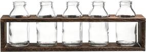 img 4 attached to 🏺 Glass Bud Vases Set with Wood Crate Stand - WHOLE HOUSEWARES (13.1X2.8X4.5in)