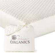🛏️ whisper organics 100% organic mattress protector - quilted fitted mattress pad cover, gots certified breathable ivory protector - queen size bed, 17" deep pocket logo