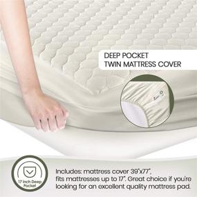 img 1 attached to 🛏️ Whisper Organics 100% Organic Mattress Protector - Quilted Fitted Mattress Pad Cover, GOTS Certified Breathable Ivory Protector - Queen Size Bed, 17" Deep Pocket