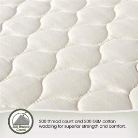 img 3 attached to 🛏️ Whisper Organics 100% Organic Mattress Protector - Quilted Fitted Mattress Pad Cover, GOTS Certified Breathable Ivory Protector - Queen Size Bed, 17" Deep Pocket