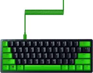 razer huntsman mini 60% gaming keyboard + pbt keycap + coiled cable upgrade set bundle: classic black/clicky optical - razer green logo