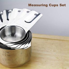 img 3 attached to 🥄 13-Piece Set of Heavy Duty Stainless Steel Measuring Cups and Spoons with Ergonomic Handles and Ring Connector