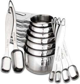 img 4 attached to 🥄 13-Piece Set of Heavy Duty Stainless Steel Measuring Cups and Spoons with Ergonomic Handles and Ring Connector