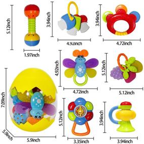 img 2 attached to 👶 Baby Toys Rattle Teether Set - Happytime 13 Pcs Shake Rattle Teethers Early Education Toys for Newborn Infants with Surprise Egg for 3-18 Month Olds