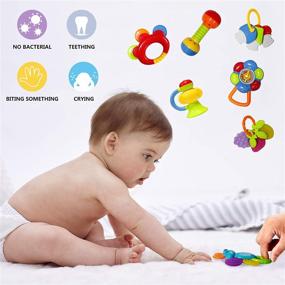 img 3 attached to 👶 Baby Toys Rattle Teether Set - Happytime 13 Pcs Shake Rattle Teethers Early Education Toys for Newborn Infants with Surprise Egg for 3-18 Month Olds