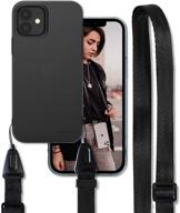 📱 ringke air shoulder strap for iphone 12 mini case - crossbody necklace lanyard with clear tpu silicone back cover (5.4-inch, 2020) - smoke black logo