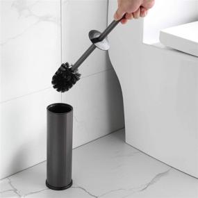 img 1 attached to Gray BGL Freestanding Aluminium Toilet Brush Holder for Bathroom Storage and Organization, Sturdy Toilet Bowl Cleaner Brush Organizer, Space Saving Solution