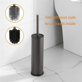 img 3 attached to Gray BGL Freestanding Aluminium Toilet Brush Holder for Bathroom Storage and Organization, Sturdy Toilet Bowl Cleaner Brush Organizer, Space Saving Solution