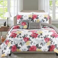 blissful living sherbert king comforter set: 4-5 piece printed bedding, 🛌 with 2 decorative pillows and sham(s), down alternative, luxuriously soft brushed microfiber logo
