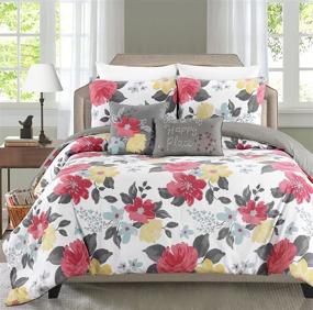 img 4 attached to Blissful Living Sherbert King Comforter Set: 4-5 Piece Printed Bedding, 🛌 with 2 Decorative Pillows and Sham(s), Down Alternative, Luxuriously Soft Brushed Microfiber