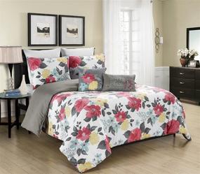 img 1 attached to Blissful Living Sherbert King Comforter Set: 4-5 Piece Printed Bedding, 🛌 with 2 Decorative Pillows and Sham(s), Down Alternative, Luxuriously Soft Brushed Microfiber