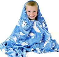 🦈 ocean blanket: glowing luminous animal blanket for kids featuring sharks and turtles - soft plush throw for girls & boys - large 60in x 50in - perfect gift logo