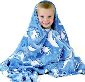 img 4 attached to 🦈 Ocean Blanket: Glowing Luminous Animal Blanket for Kids featuring Sharks and Turtles - Soft Plush Throw for Girls & Boys - Large 60in x 50in - Perfect Gift