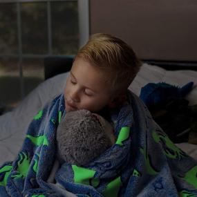 img 2 attached to 🦈 Ocean Blanket: Glowing Luminous Animal Blanket for Kids featuring Sharks and Turtles - Soft Plush Throw for Girls & Boys - Large 60in x 50in - Perfect Gift