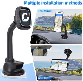 img 3 attached to 📱 Croaz Magnetic Phone Mount - The Ultimate All-in-One Car Holder with Strong Magnet & Suction Cup - Securely Holds Devices on Dashboard & Windshield - Adjustable & Rotating Head - Includes Metal Plate, Sticker, and USB Charger Cable