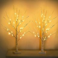 enhance your décor with a 2-pack 2ft lighted birch tree set - birch christmas tree with warm white 48 leds for tabletop - perfect for indoor christmas decorations, bedroom, wedding, holiday, and thanksgiving gifts logo