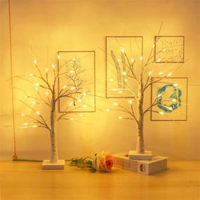 img 2 attached to Enhance Your Décor with a 2-Pack 2FT Lighted Birch Tree Set - Birch Christmas Tree with Warm White 48 LEDs for Tabletop - Perfect for Indoor Christmas Decorations, Bedroom, Wedding, Holiday, and Thanksgiving Gifts